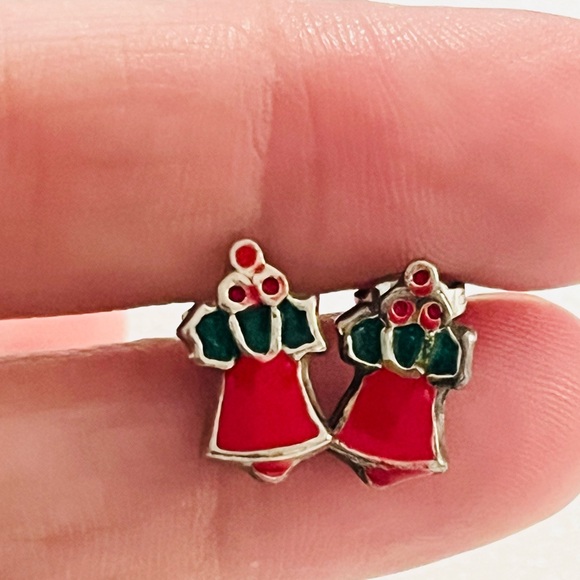 Four Sets Vintage Christmas Earring Stud Sets Santa Bell SnowmanHoliday Jewelry - Picture 12 of 16